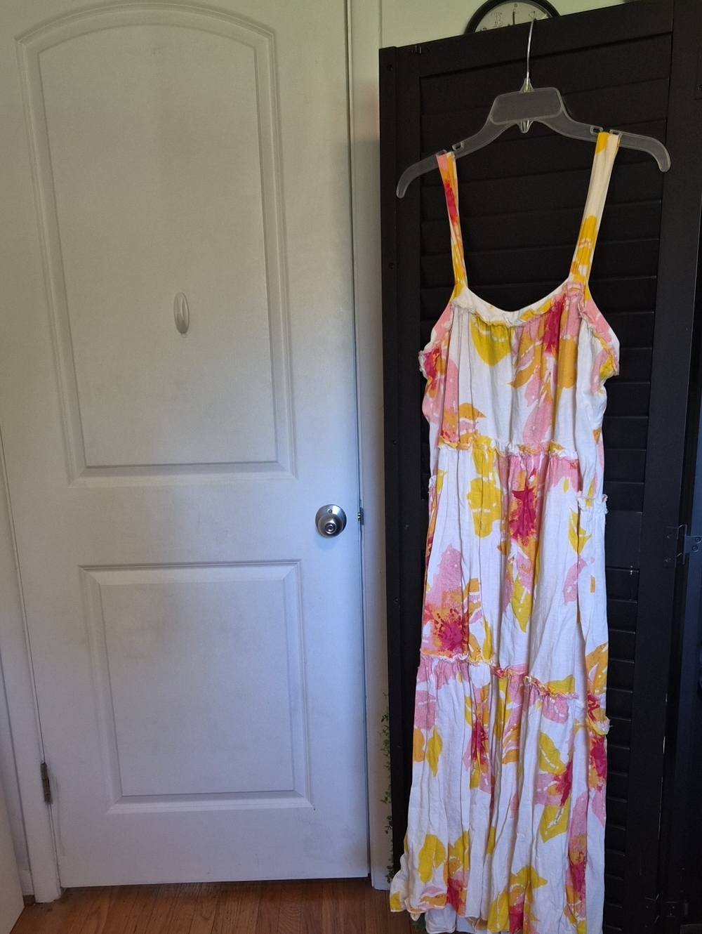 Free People White Maxi Dress with Yellow & Pink Floral Print